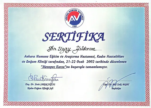 Menopoz Kursu – Ankara Numune Eğitim ve Araştırma Hastanesi · 21–22 Ocak 2002